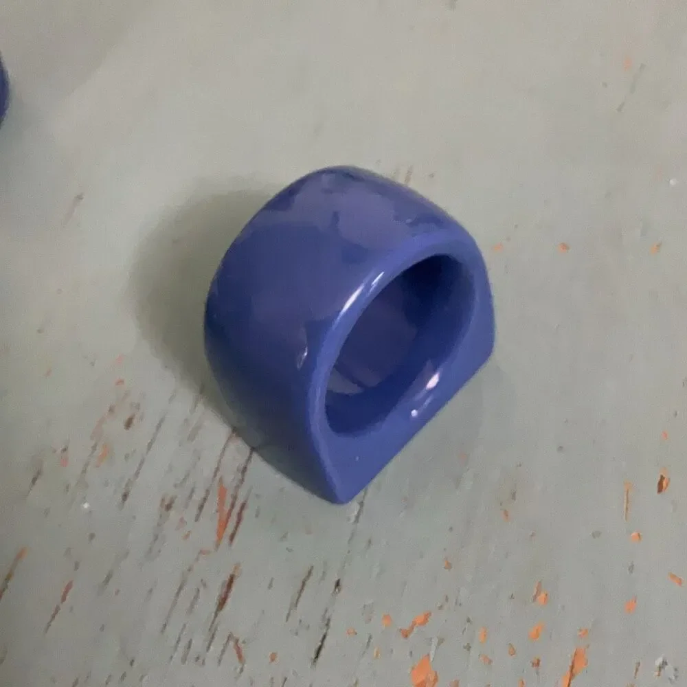 Cobalt Blue Pier One Ceramic Round Stand Up Napkin Rings Set of 4